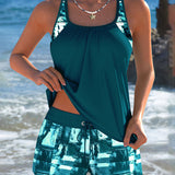 Tankini Set with Tie-Dye Top and Shorts
