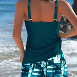 Tankini Mode Tie-Dye Top and Shorts Set