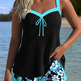 Sporty V-Neck Tankini with Boxer Briefs