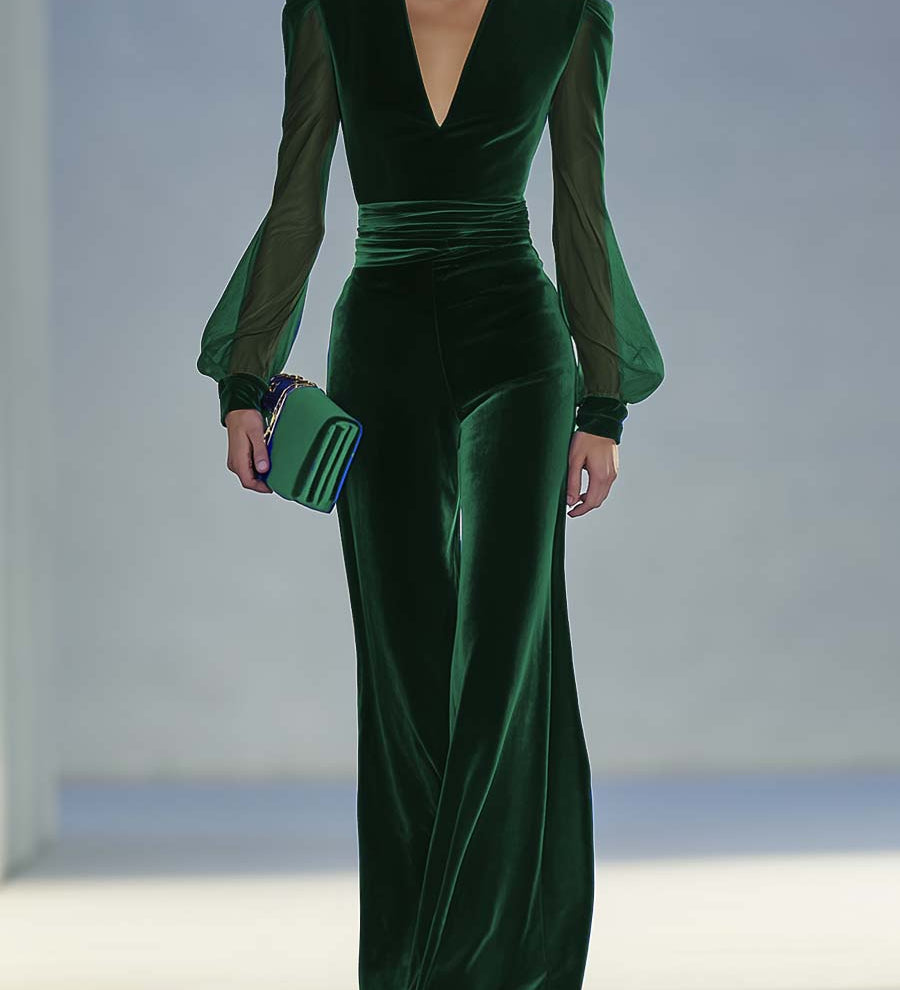 Gunta | Elegancki Jumpsuit z Aksamitnego Materiału