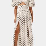 Sherine | Polka Dot svārku un krekla komplekts ar pūkainām piedurknēm