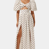 Sherine | Polka Dot svārku un krekla komplekts ar pūkainām piedurknēm