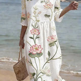 Victoria Langley™ - Elegant Floral Day Dress