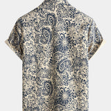 Vīriešu kokvilnas krekls ar īsām piedurknēm un paisley ziedu rakstu