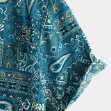 Vīriešu retro 70. gadu īsām piedurknēm krekls - zils