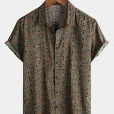 Vīriešu retro 70. gadu īsām piedurknēm vintage krekls