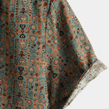 Vīriešu retro 70. gadu īsām piedurknēm vintage krekls