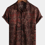 Vīriešu Retro 70. gadu Paisley Īsām Piedurknēm Atpūtas Krekls