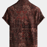 Vīriešu Retro 70. gadu Paisley Īsām Piedurknēm Atpūtas Krekls