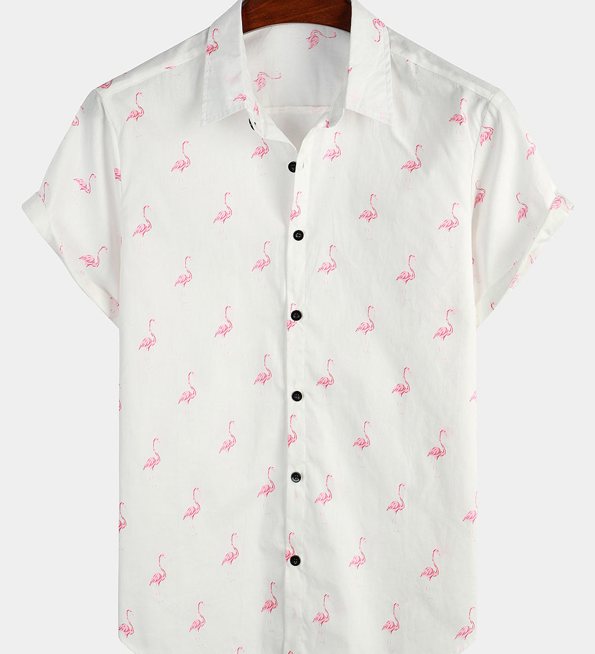 Vīriešu vasaras krekls ar īsām piedurknēm un flamingo motīvu