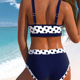 Liesbeth | Augsta vidukļa punktiņu bikini ar patchwork stilu