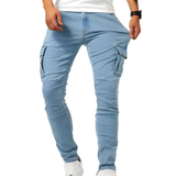 Ian | Vīriešu gaiši zilas slim-fit cargo bikses