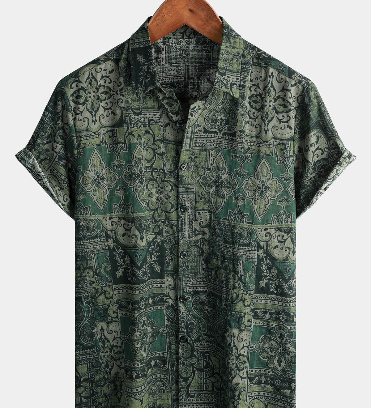 Vīriešu Retro 70. gadu Paisley Īsām Piedurknēm Atpūtas Krekls