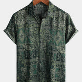 Vīriešu Retro 70. gadu Paisley Īsām Piedurknēm Atpūtas Krekls