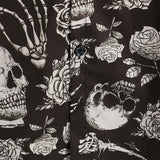 Vīriešu melns īsās piedurknes krekls ar skeletu