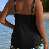 Laluna® | Svītrainais tankini komplekts ar pludmales šortiem