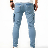 Ian | Vīriešu gaiši zilas slim-fit cargo bikses