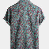 Vīriešu retro paisley stila vasaras krekls ar īsām piedurknēm