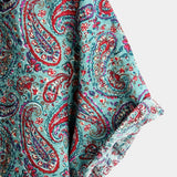 Vīriešu retro paisley stila vasaras krekls ar īsām piedurknēm