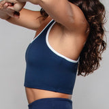 Piret | Krūšturis Top-Bralette ar cauruļu detaļām tumši zils / balts