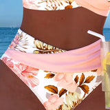 Kristīne | Bikini ar kontrastējošu ziedu dizainu un šķēlumu
