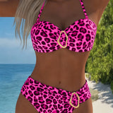 Mode Léopard: Bikini Boucle Métallique