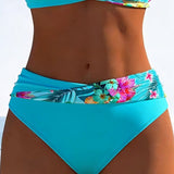 Contrast-Trimmed Stila Print Bikini Bralette
