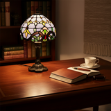 Retro Galda Lampa ar Krāsainu Stiklu