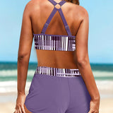 Janette - Ribots bikini ar augsto jostas līniju