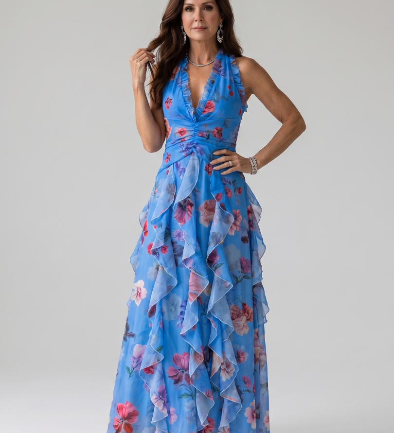 Nori | Halterneck Floral Maxi  Kleita