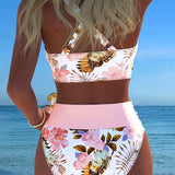Kontrastējošs Ziedu Grieziens Bikini