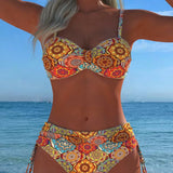 Lace-Trimmed Bikini with Ring Detail