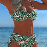 Floral-Print String Bikini Set