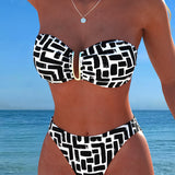 Geometriskā raksta bikini bez siksnām