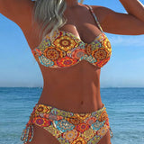 Lace-Trimmed Bikini with Ring Detail