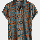 Vīriešu stilīgs vintage retro krekls ar īsām piedurknēm