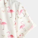 Vīriešu brīva stila īsām piedurknēm kokvilnas krekls ar flamingo