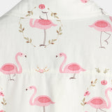 Vīriešu brīva stila īsām piedurknēm kokvilnas krekls ar flamingo