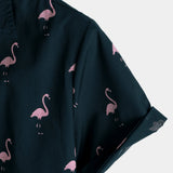 Vīriešu vasaras krekls ar īsām piedurknēm un flamingo motīvu