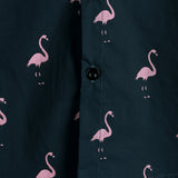 Vīriešu vasaras krekls ar īsām piedurknēm un flamingo motīvu