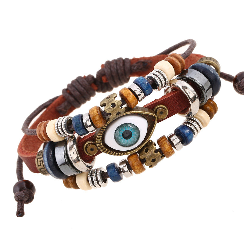 Retro Bohemian Acs Pearl Leather Bracelet