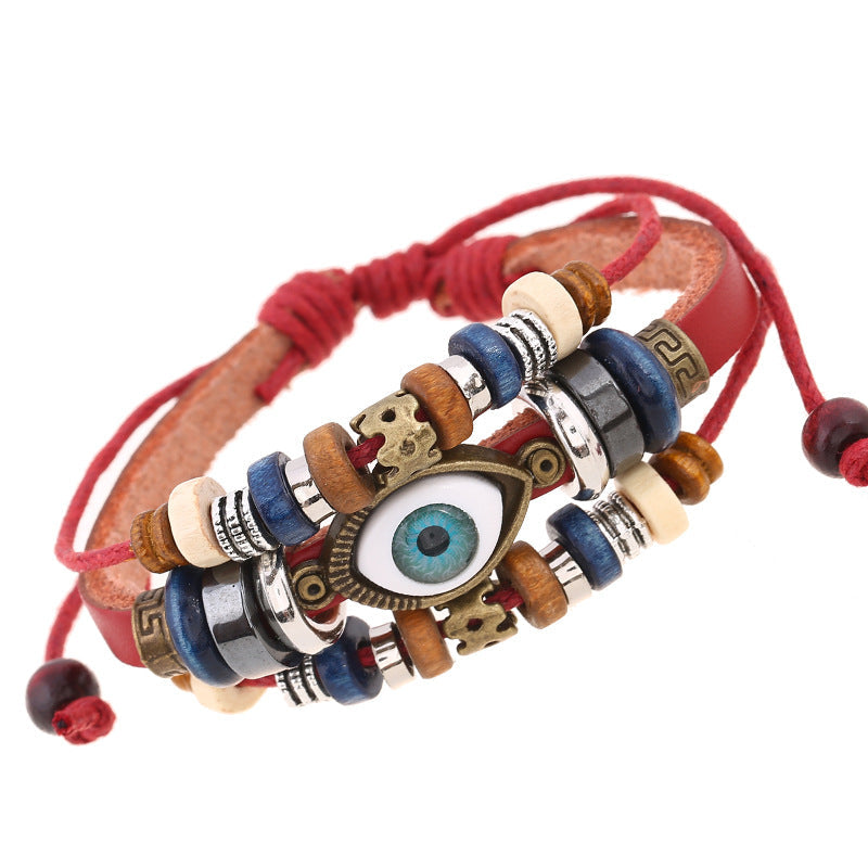 Retro Bohemian Acs Pearl Leather Bracelet