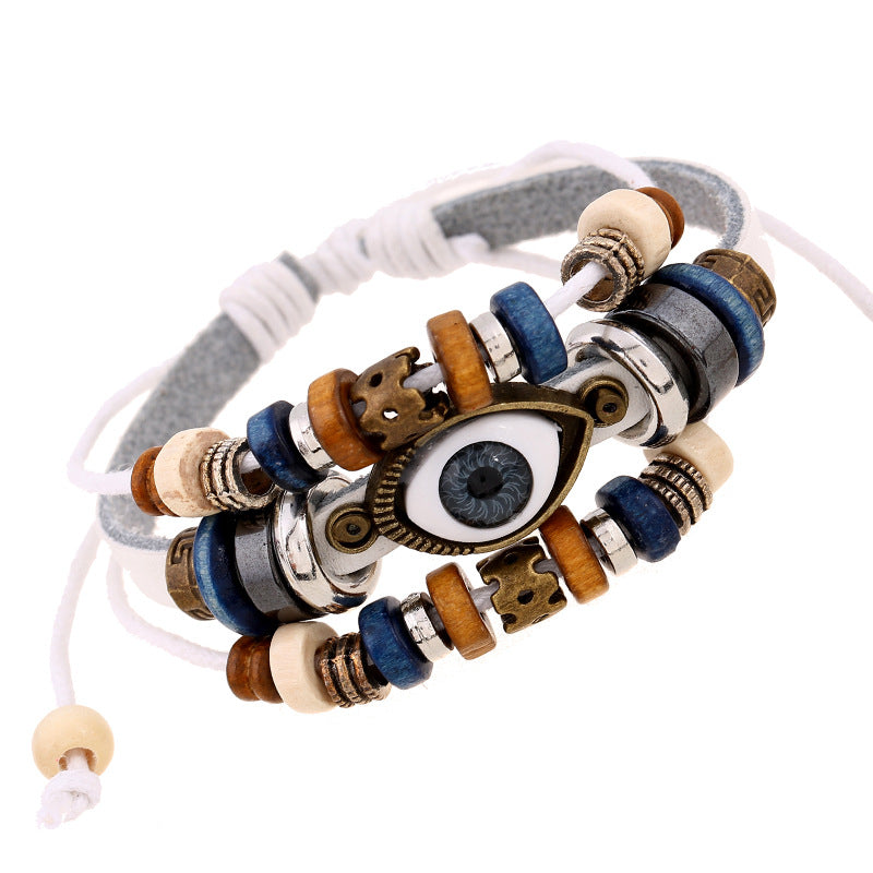 Retro Bohemian Acs Pearl Leather Bracelet
