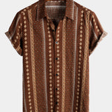 Vīriešu retro stila īsām piedurknēm kokvilnas krekls