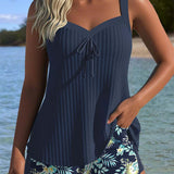 Laluna® | Svītrainais tankini komplekts ar pludmales šortiem