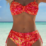 Abstrakta Raksta Bikini ar Plānām Siksniņām
