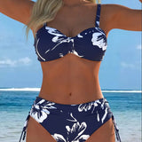 Augstapkakļa rakstains divdaļīgs bikini