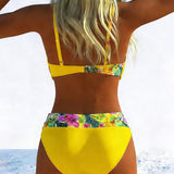 Contrast-Trimmed Stila Print Bikini Bralette