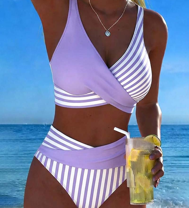 Svītrainais Krāsainais Bikini