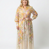 Cressida | Garām Piedurknēm Florāla Maxi Kleita